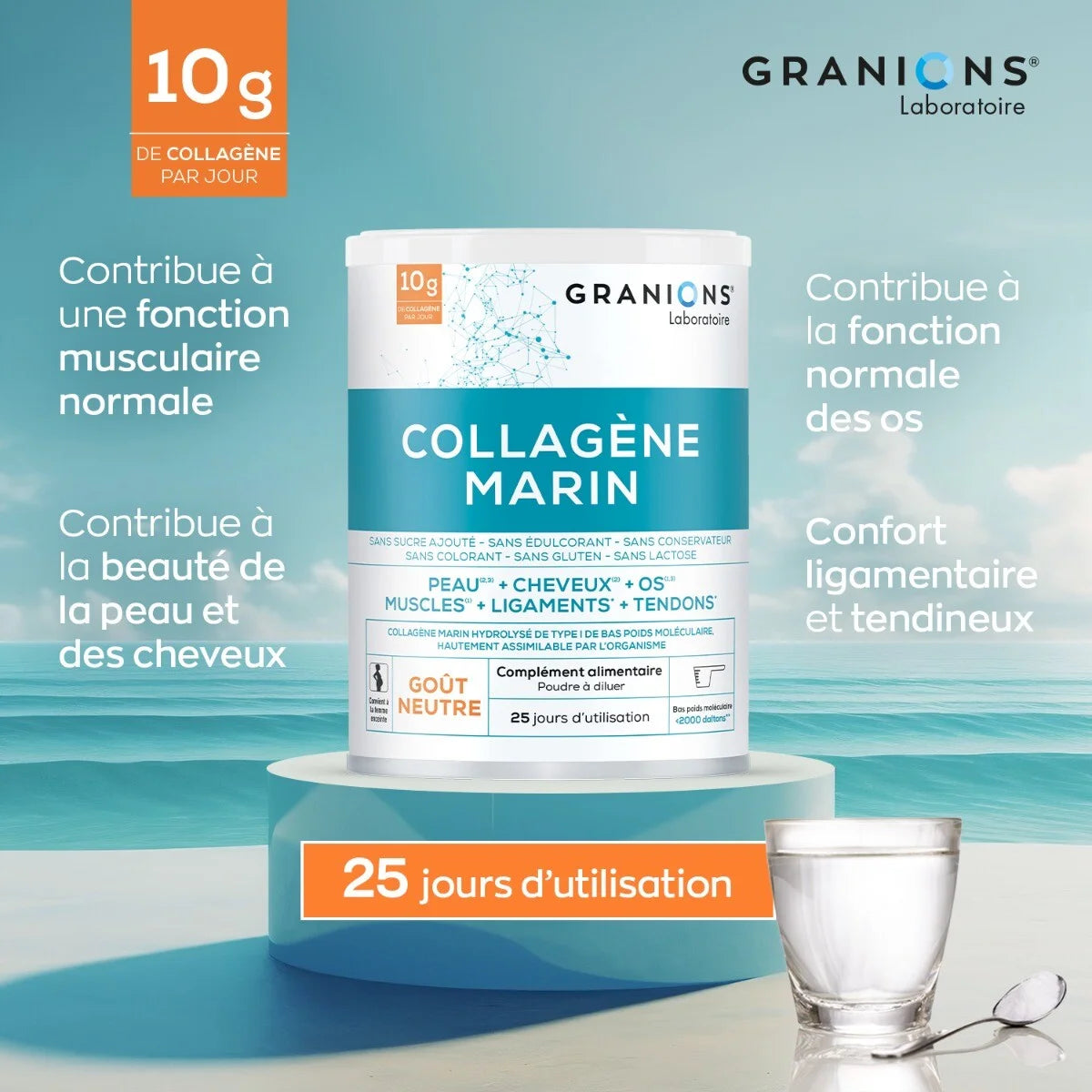 GRANIONS COLLAGENE MARIN Type 1 Goût Neutre - 285g