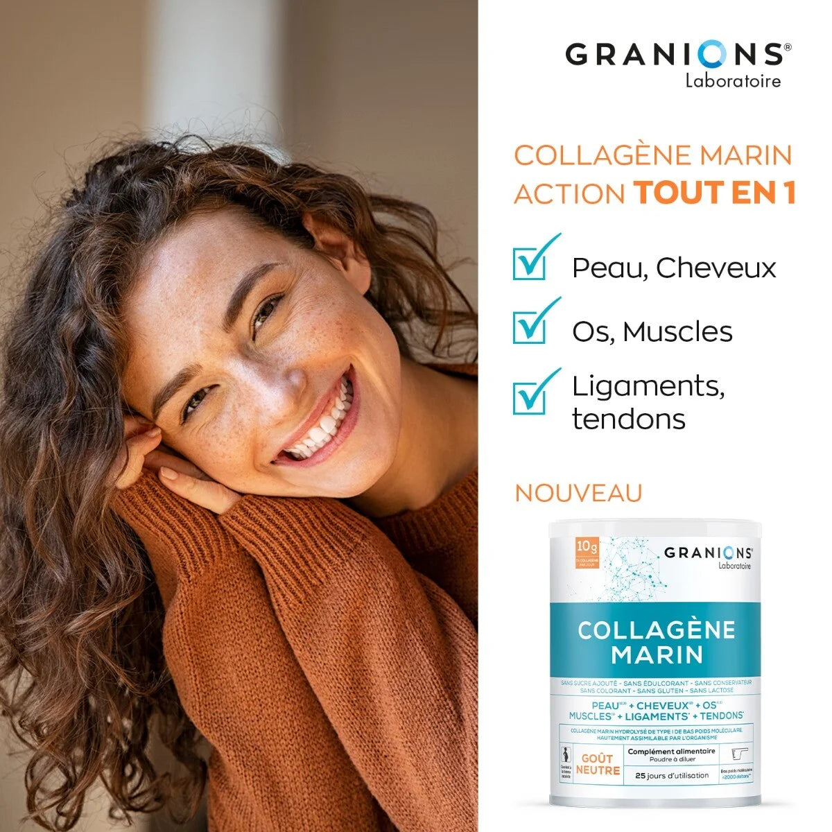 GRANIONS COLLAGENE MARIN Type 1 Goût Neutre - 285g