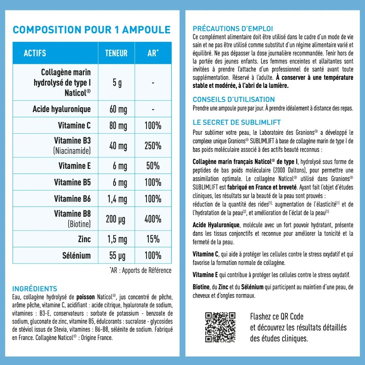 GRANIONS COLLAGENE + BEAUTÉ Sublimlift - 10 Ampoules
