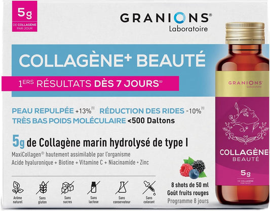 GRANIONS COLLAGENE + BEAUTÉ Goût Fruits Rouges - 8 Shots