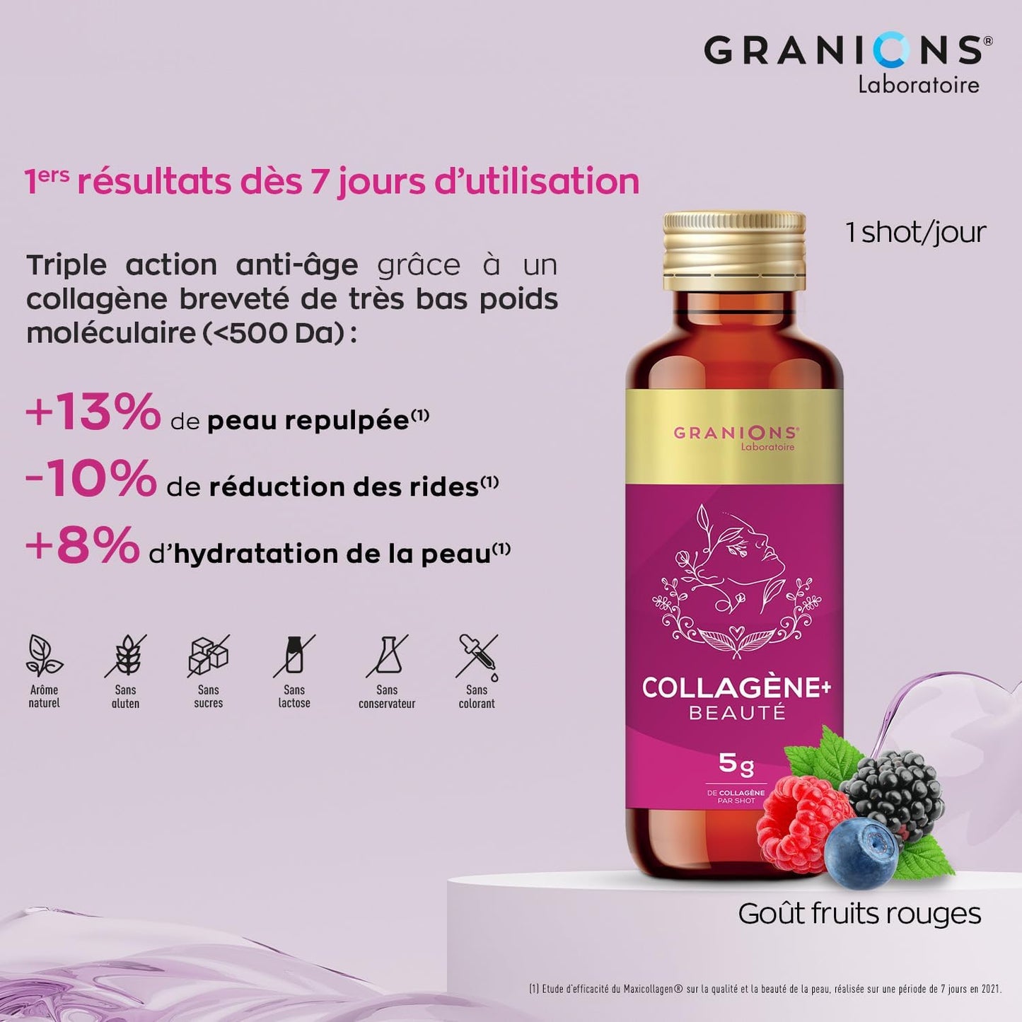 GRANIONS COLLAGENE + BEAUTÉ Goût Fruits Rouges - 8 Shots